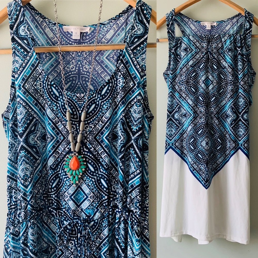 London Times geometric print maxi dress w/ slits